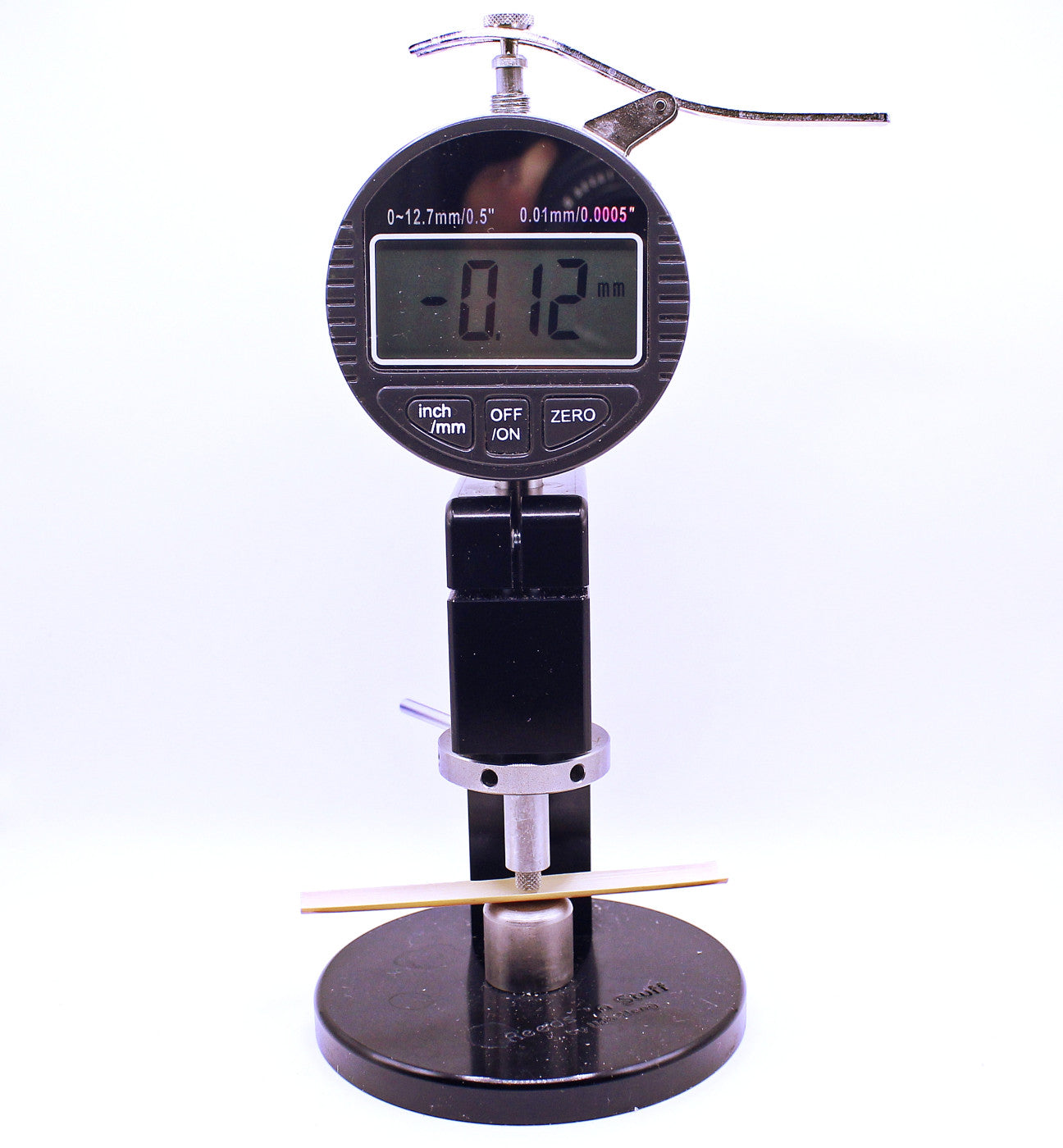 Testing gouged oboe cane with a digital hardness tester