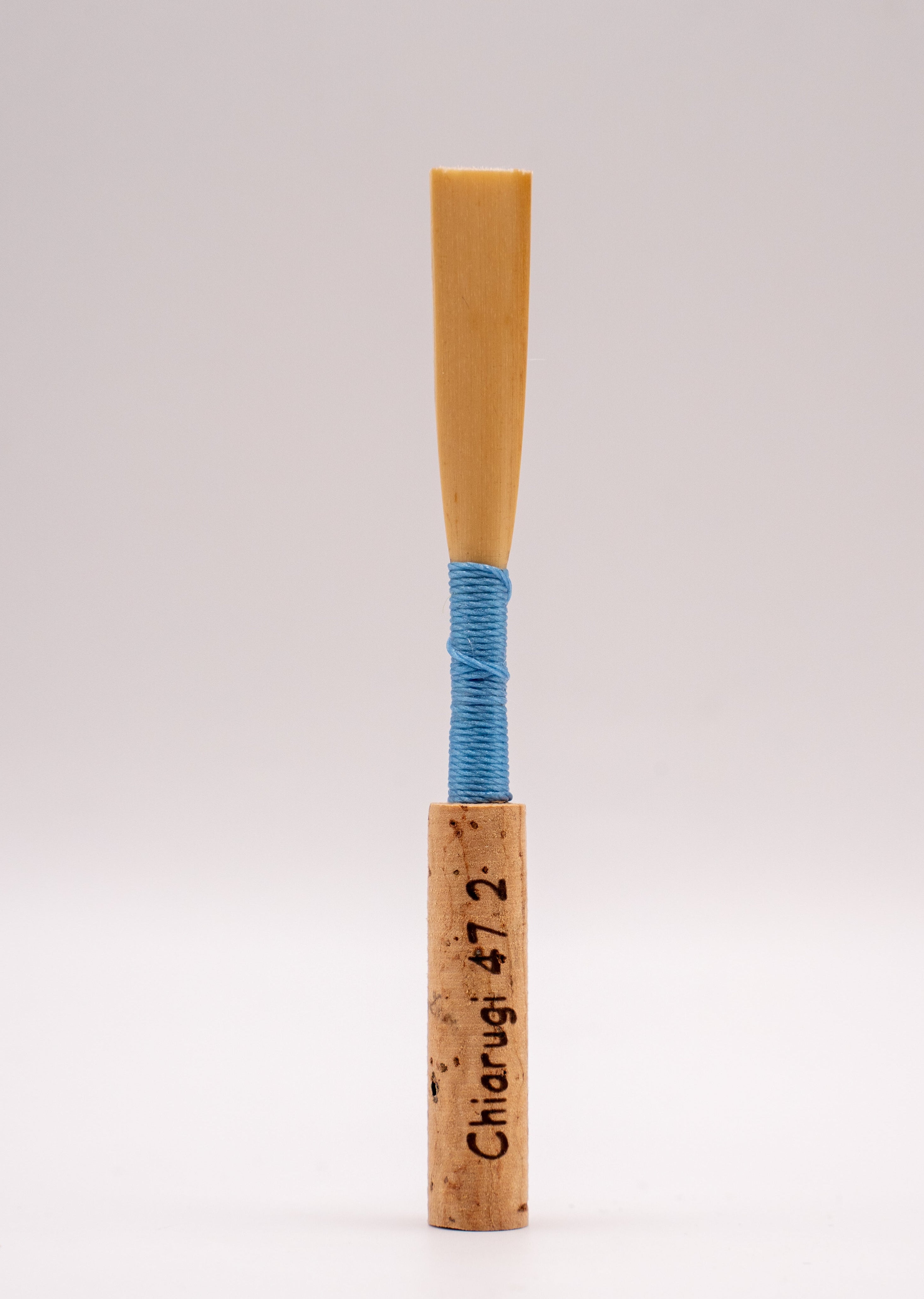 Blank oboe reed on Chiarugi staple – front view