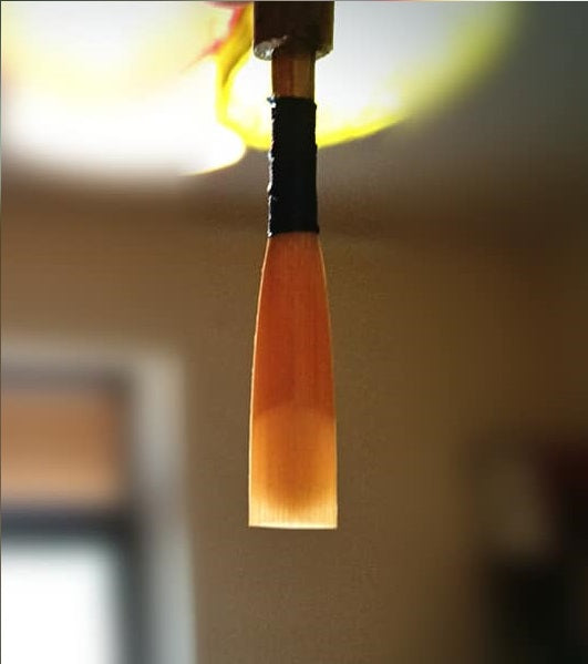 Professional oboe reed tip and scrape – backlit detail
